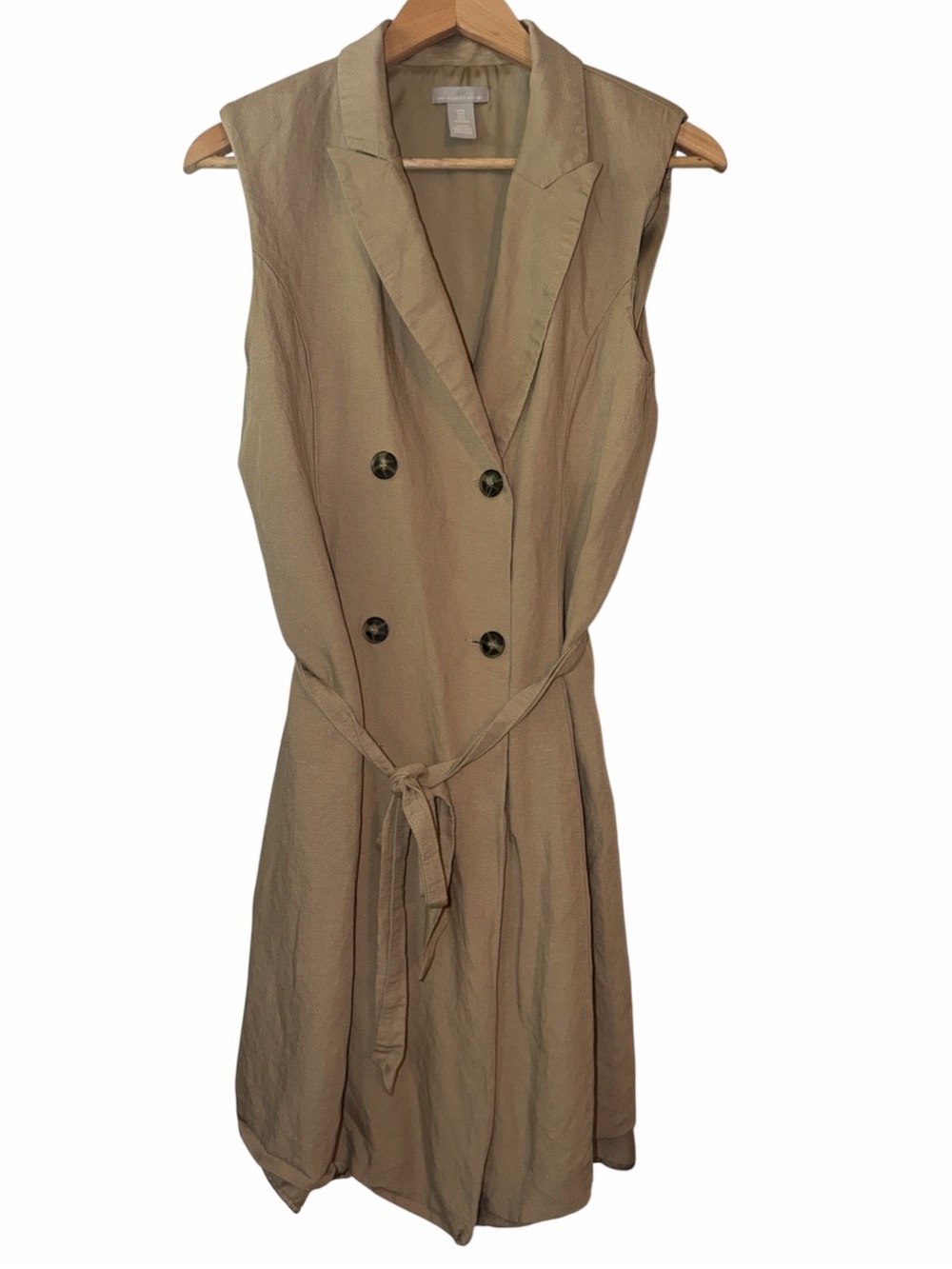 H&M Linen Blend Double Breasted Trench Dress Women’s Medium Beige Office Siren